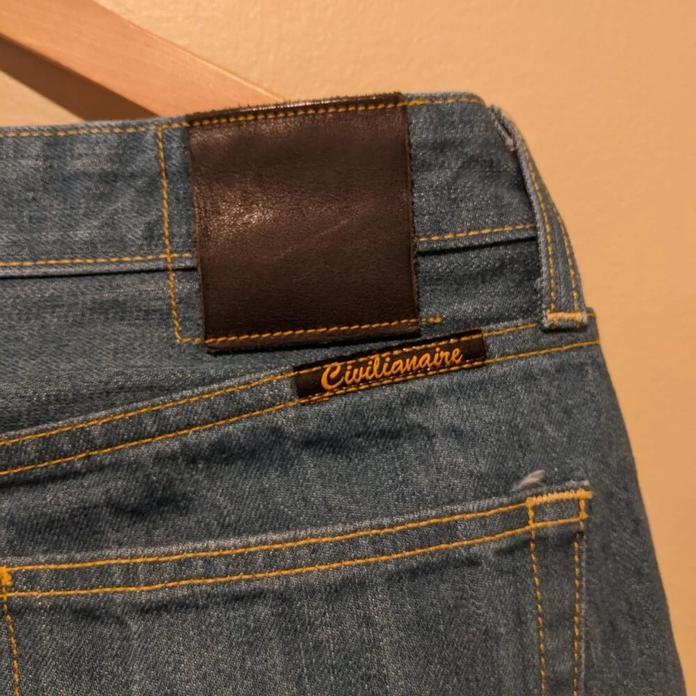 Civilianaire Gold Japanese Selvedge Denim Slim Jeans Size 32 Blue Dark Wash - Picture 12 of 14